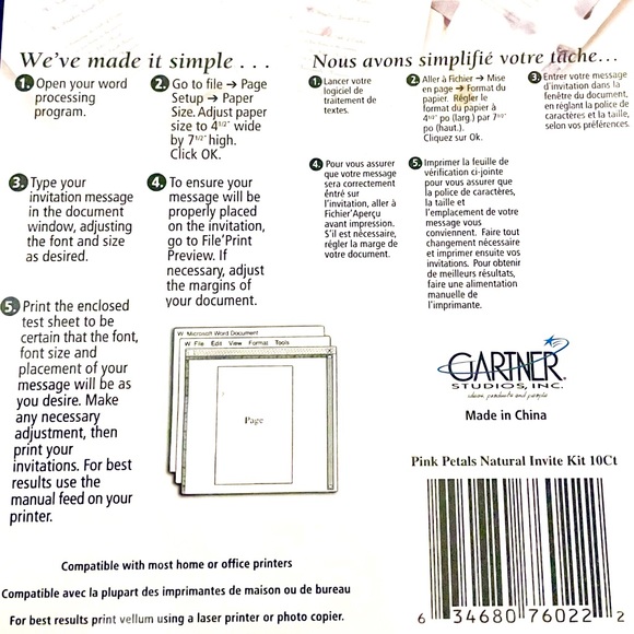 🌸Gartner Studios Hand-Made Paper Invitation Kit🌸10-Count - Picture 3 of 6